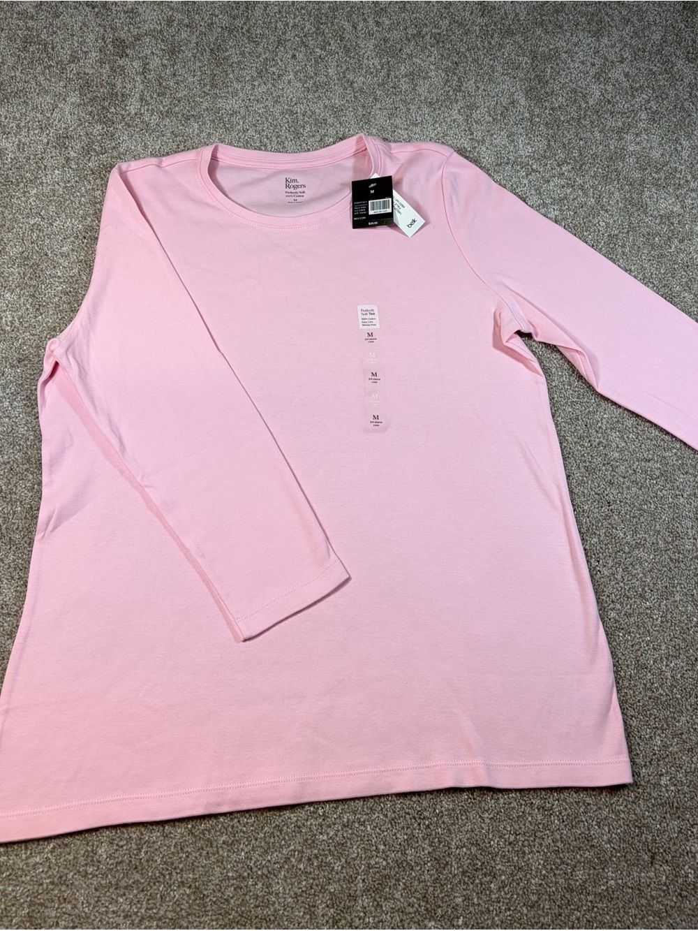 Pink 3/4-Sleeve Crewneck Top